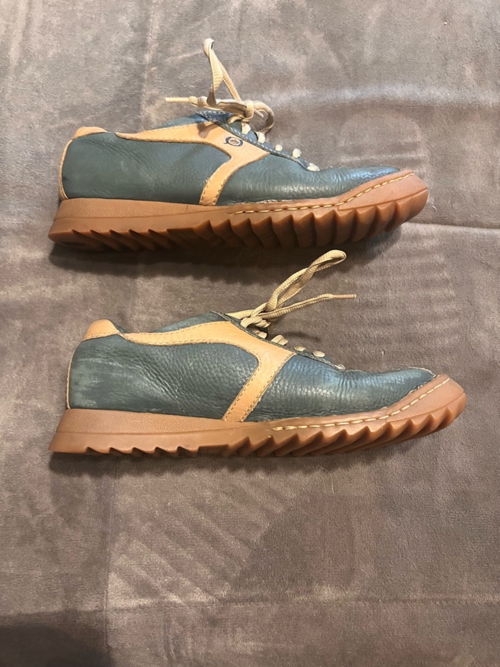 Born Green Leather Sneaker with Tan Trim - Picture 3 of 8